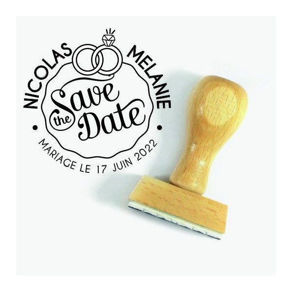 Tampon Mariage Save The Date Anneaux 5 Cm | Tamporelle tampons français