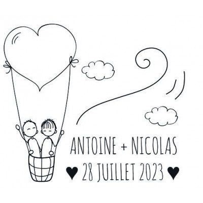 Tampon Mariage Ballon Coeur Au Masculin 5 Cm  | Tamporelle