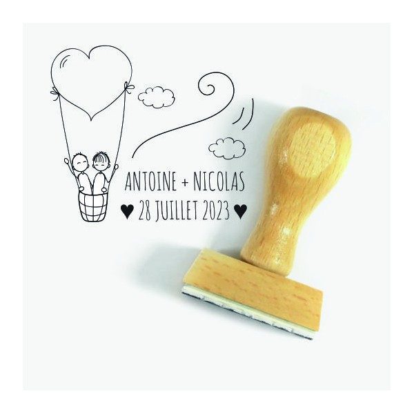 Tampon Mariage Ballon Coeur Au Masculin 5 Cm  | Tamporelle