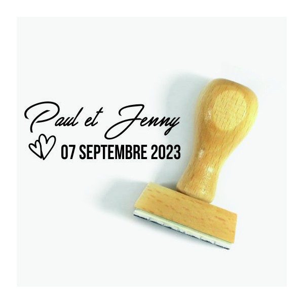 Tampon Coeurs De Mariés à Personnaliser 5 Cm  | Tamporelle