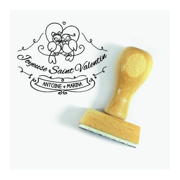Tampon Oiseaux Saint Valentin 5 Cm à Personnaliser | Tamporelle