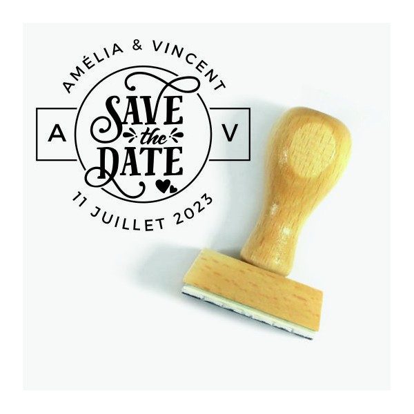 Tampon Save The Date Avec Initiales | Tamporelle tampons personnalisés