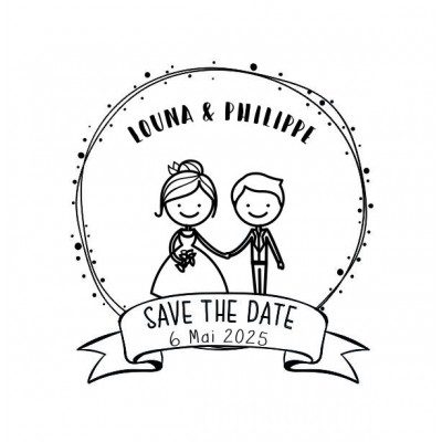 Tampon Mariage Boy & Girl 5 Cm | Tamporelle tampons français