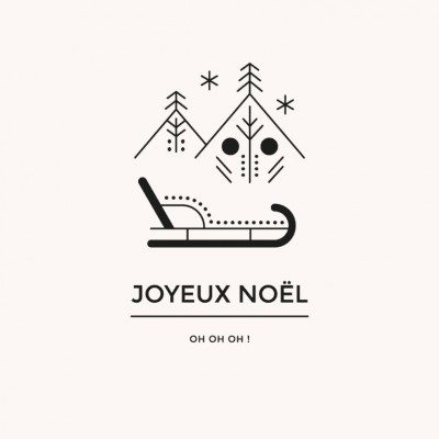 Tampon noël n°13 étiquette luge "Joyeux noël" 50x70mm