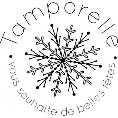 Tampon voeux flocon  monture en bois