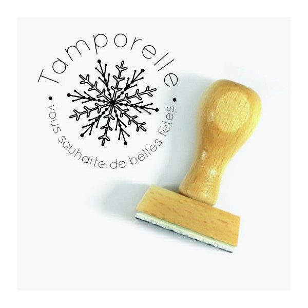 Tampon Flocon De Voeux 5 Cm à Personnaliser  | Tamporelle