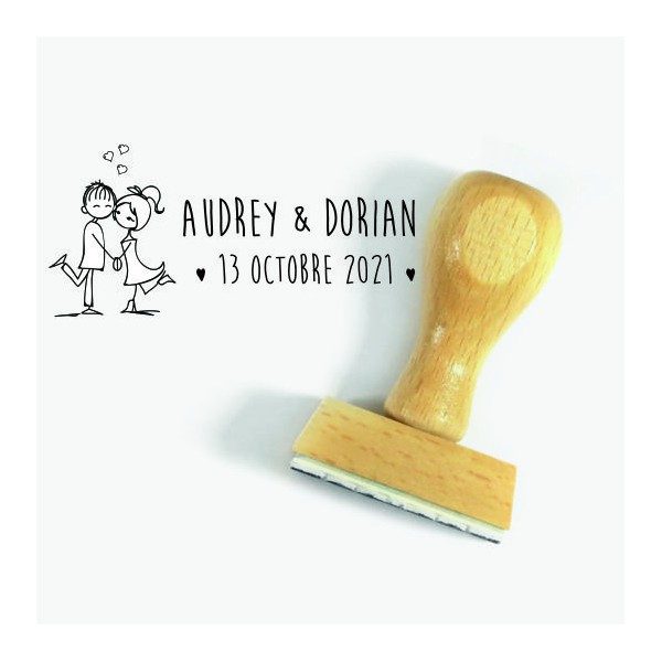 Tampon Kiss Mariage 7 Cm à Personnaliser |Tamporelle tampons français