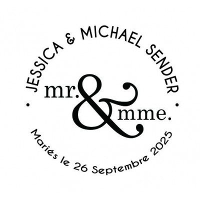 Tampon M&Mme Mariage | Tamporelle tampons français tampons personnalisés