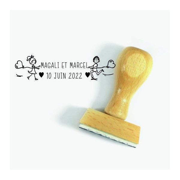 Tampon Mariage Attrape Moi à Personnaliser 5 Cm  | Tamporelle