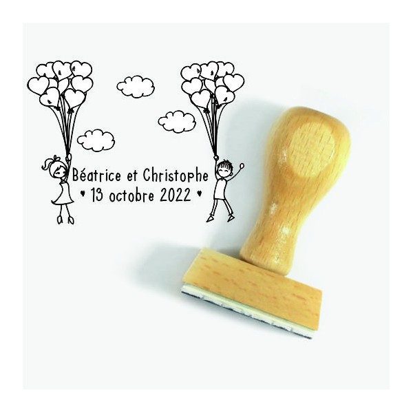 Tampon Grappe De Coeurs à Personnaliser 5 Cm  | Tamporelle
