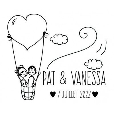 Tampon Ballon Coeur à Personnaliser 5 Cm | Tamporelle tampons français