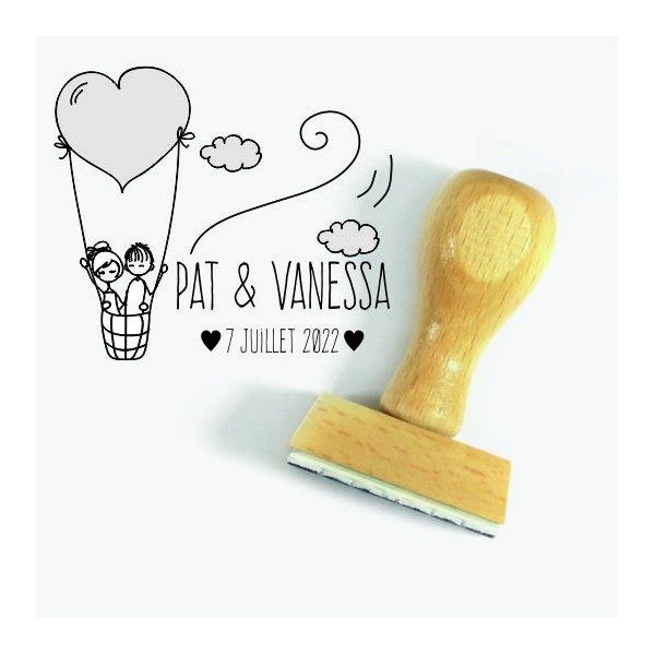 Tampon Ballon Coeur à Personnaliser 5 Cm | Tamporelle tampons français