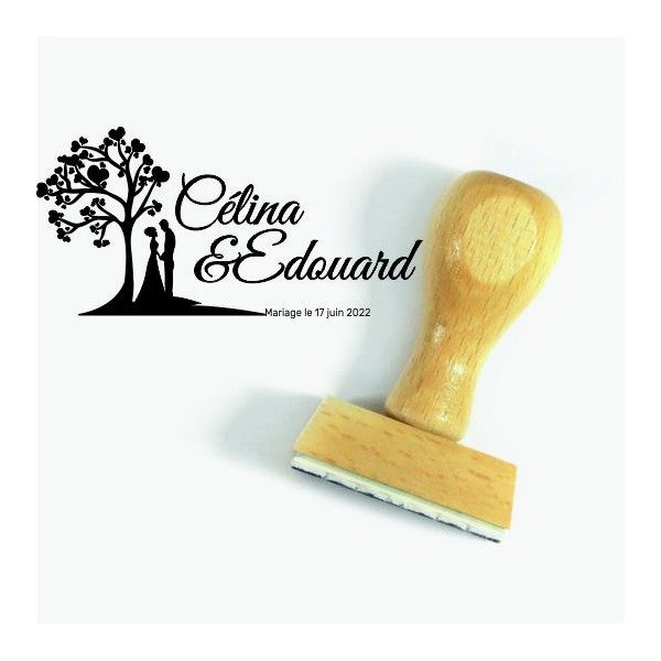 Tampon Mariage Arbre De Coeurs 5 Cm à Personnaliser |Tamporelle