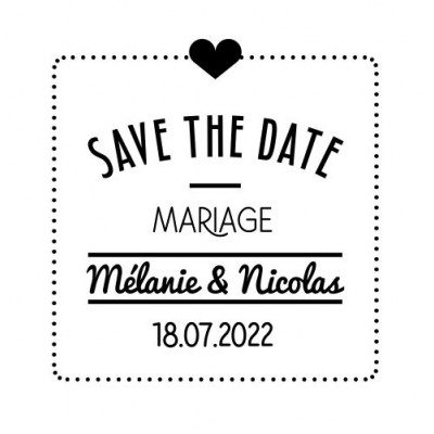 Tampon Mariage Save The Date Carré 5 Cm | Tamporelle tampons français