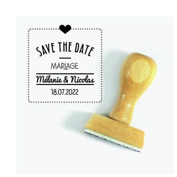 Tampon Mariage Save The Date Carré 5 Cm | Tamporelle tampons français