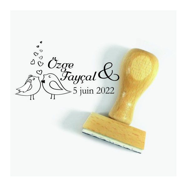 Tampon Oiseaux Mariage à Personnaliser 5 Cm  | Tamporelle