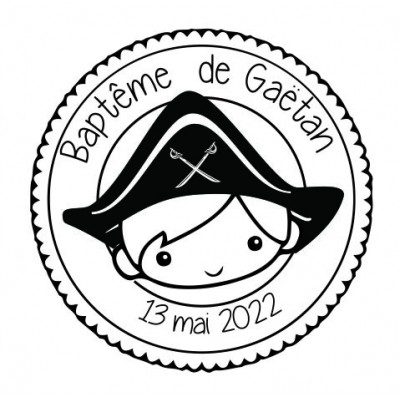 Tampon Baptême Pirate 5 Cm à Personnaliser Tamporelle tampons français
