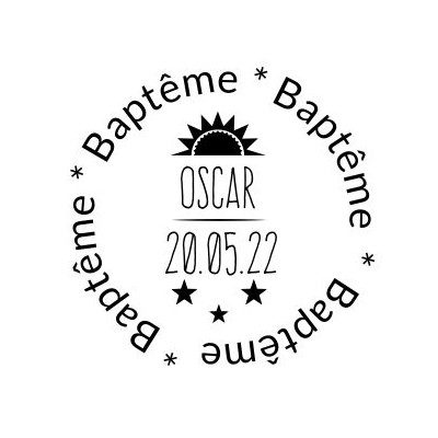 Tampon Baptême Soleil 5 Cm à Personnaliser | Tamporelle tampons français