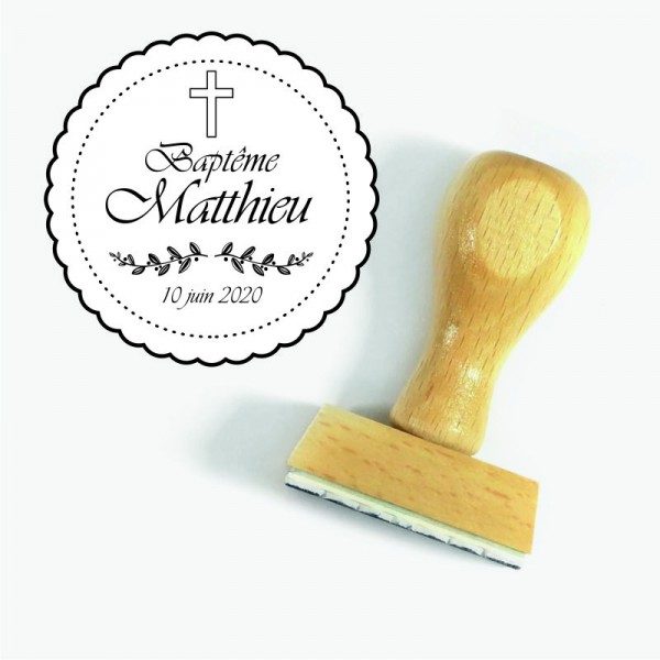 Baptême Classique Tampon à Personnaliser 5 Cm | Tamporelle