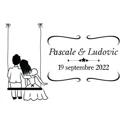 Tampon Mariage Balançoire Romantique à Personnaliser | Tamporelle