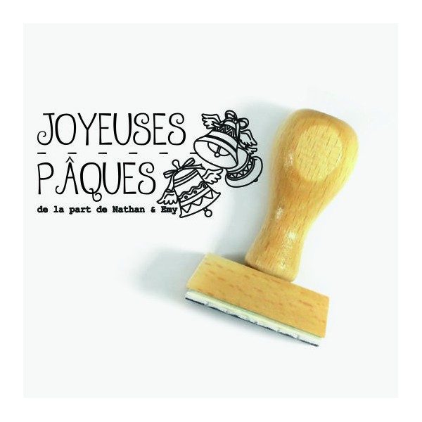 Tampon Joyeuses Pâques Cloches à Personnaliser | Tamporelle