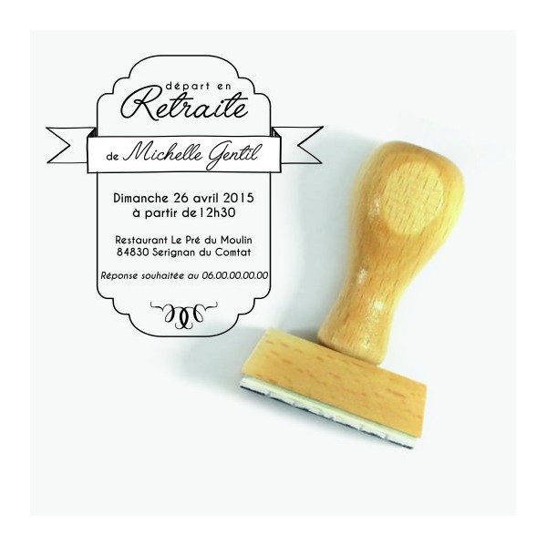 Tampon Invitation Retraite Ruban à Personnaliser | Tamporelle