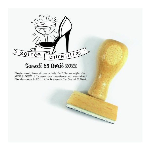 Tampon Invitation Soirée Filles à Personnaliser  | Tamporelle