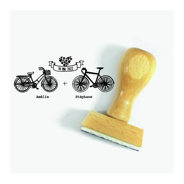 Tampon Mariage Vélo Et Vtt à Personnaliser 7 Cm  | Tamporelle