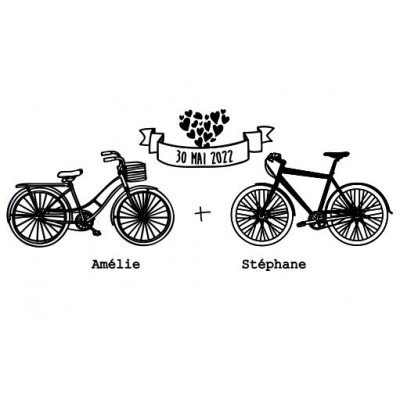 Tampon Mariage Vélo Et Vtt à Personnaliser 7 Cm  | Tamporelle