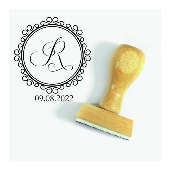 Tampon Rond Arabesque à Personnaliser 5 Cm |Tamporelle