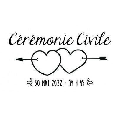 Tampon Cérémonie Civile Double Coeur à Personnaliser | Tamporelle