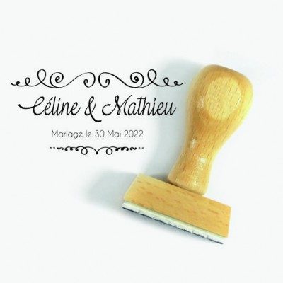 Tampon Mariage Doodle à Personnaliser 8 Cm | Tamporelle