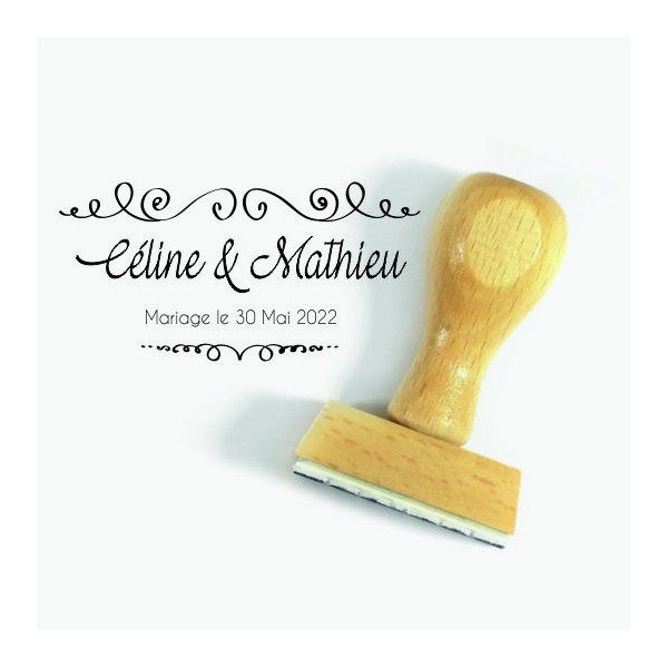 Tampon Mariage Doodle à Personnaliser 8 Cm | Tamporelle