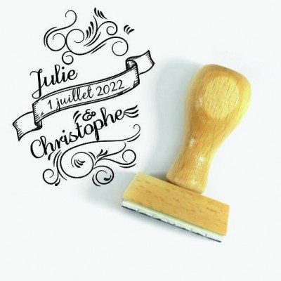 Tampon Mariage Volutes 5 Cm à Personnaliser  | Tamporelle