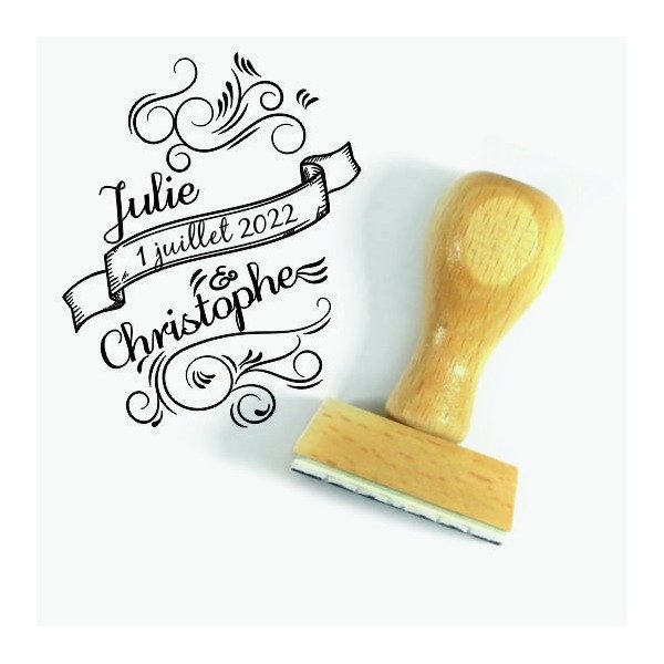 Tampon Mariage Volutes 5 Cm à Personnaliser  | Tamporelle