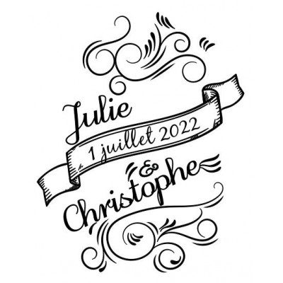 Tampon Mariage Volutes 5 Cm à Personnaliser  | Tamporelle