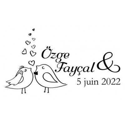 Tampon Oiseaux Mariage à Personnaliser 7 Cm  | Tamporelle