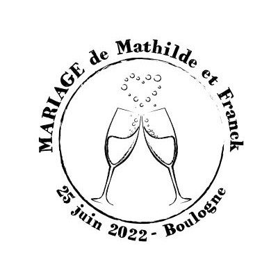 Tampon Mariage Champagne 5 Cm à Personnaliser  | Tamporelle