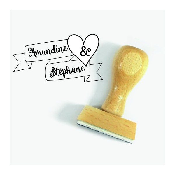 Tampon Mariage Ruban à Personnaliser 5 Cm | Tamporelle tampons français