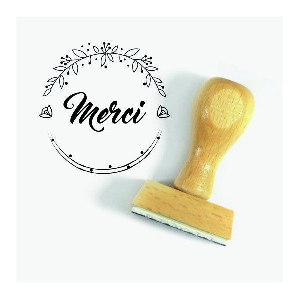 Tampon Personnalisé Mariage Merci Monture Bois | Tamporelle
